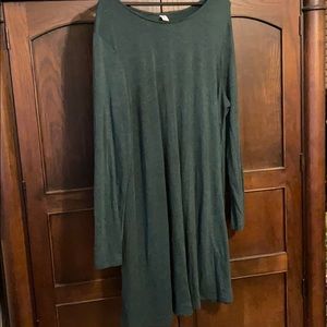 Dark green long sleeve swing dress